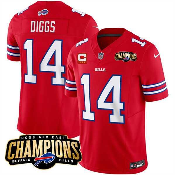 Men & Women & Youth Buffalo Bills #14 Stefon Diggs Red 2023 F.U.S.E. AFC East Champions With 3-star C Ptach Stitched Jersey